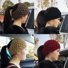 秋冬の手作りニット毛糸ヘアバンド保温耳保護毛糸帽子の広い縁のヘアバンドの髪飾りの頭飾りの女性
