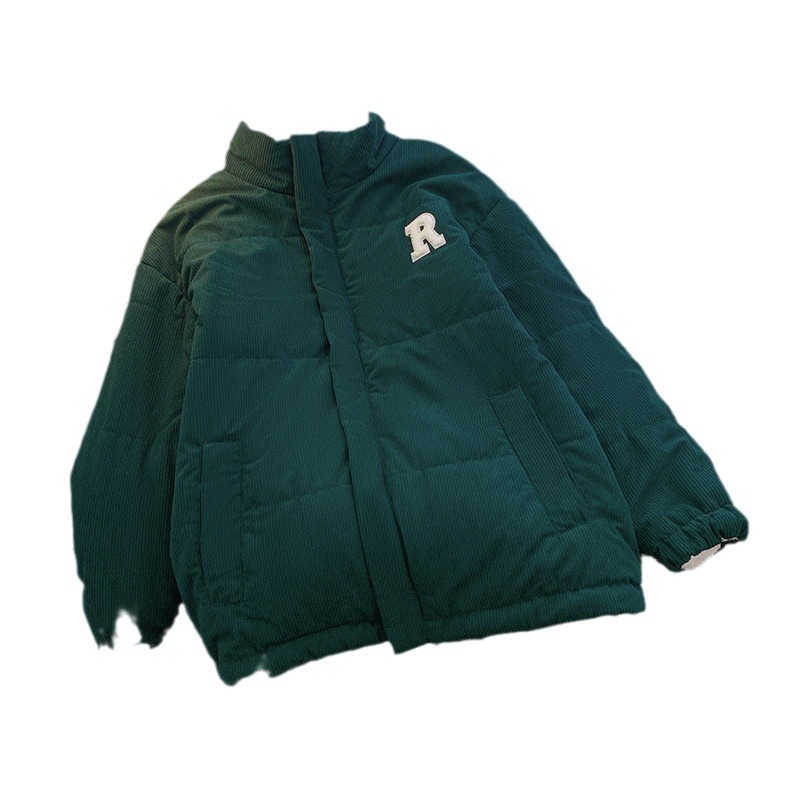 Meandruck calentamiento y terciopelo de doble perforación bordada ropa de algodón 2024 otoño y invierno nuevos productos de chaqueta de color sólido image 5