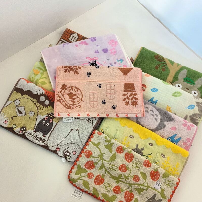 Export Japan order Hayao Miyazaki series yarn-dyed jacquard untwisted yarn heavy embroidered towel face towel genuine goods with label Export Japan order Hayao Miyazaki series yarn-dyed jacquard untwisted yarn heavy embroidered towel face towel genuine goods with label