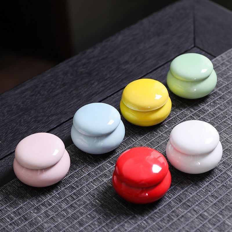 小瓷罐发财树盆陶瓷迷你小罐古风口红胭脂盒瓷瓶小号密封香膏罐子