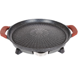 Round Maifan stone electric grill plate household less smoke electric grill barbecue pot Korean teppanyaki frying bag a generation of hair
