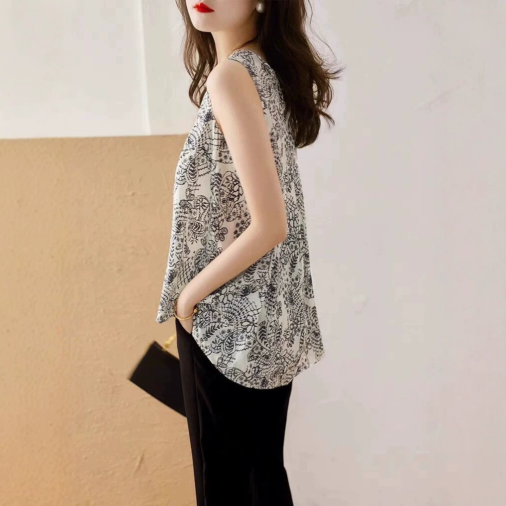 Áo hai dây nữ in họa tiết Hàn Quốc phong cách rộng mặc ngoài hoặc mặc trong — Trang chủ chi tiết 2
