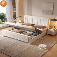 實木床1.35米輕奢主卧白色法式實木公主床高箱儲物1.8米雙人大床