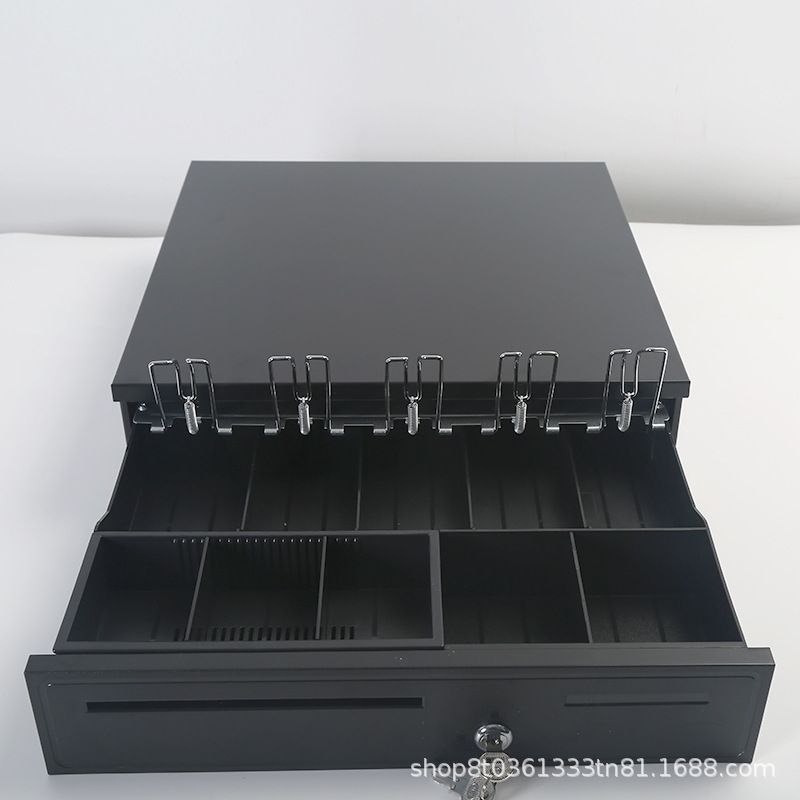 Caja de efectivo metálica de cinco compartimentos y tres niveles, tipo cajón de caja registradora para supermercado, para cambio.