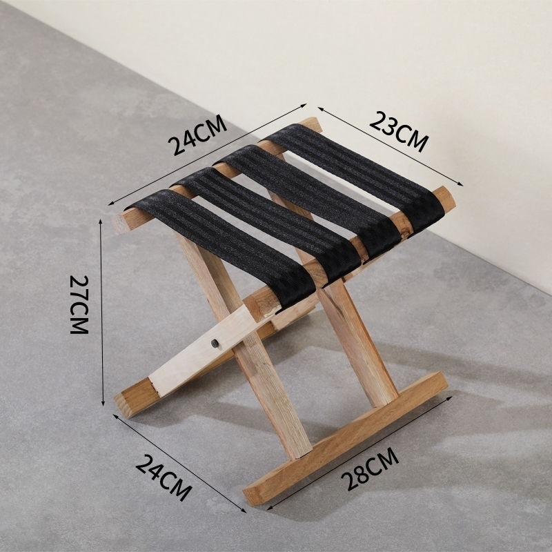 Taburete plegable al aire libre antiguo de madera sólida de madera Maza, taburete de barbacoa para el hogar, taburete de pesca portátil