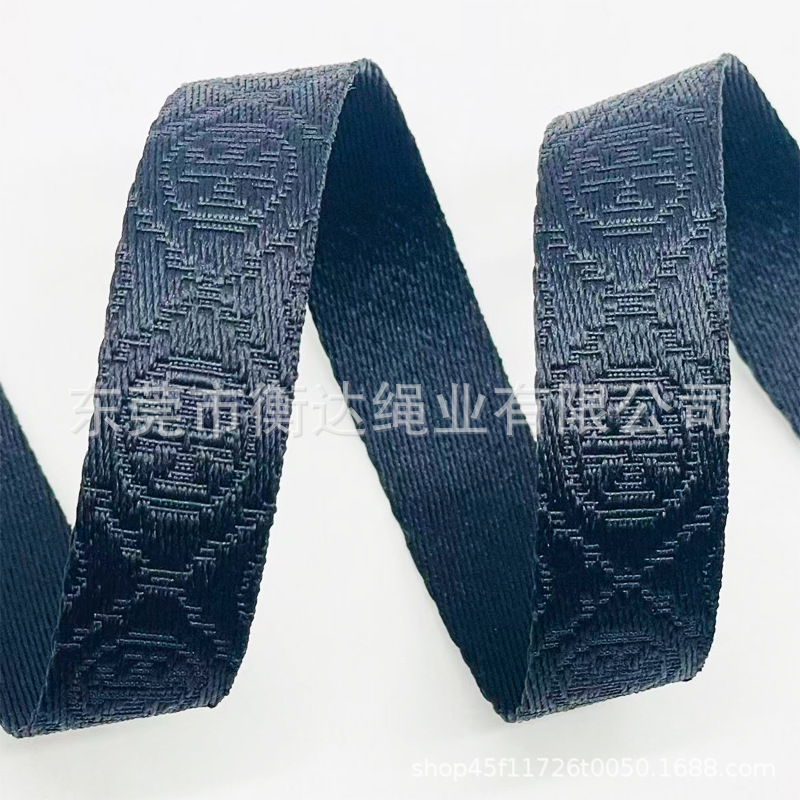 Personalizado poliéster mate monocromático cóncava oscuro jacquard correa de tela bolsas zapatos sombreros cinturón bolsas cinturón cinturón cinturón de mano correa de tela
