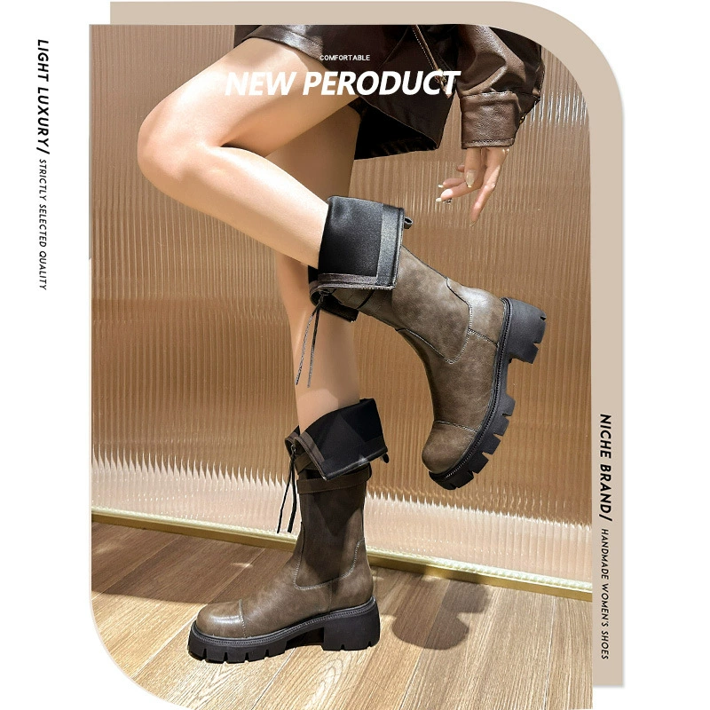 Demi-season mesh high boots platform, internet celebrity