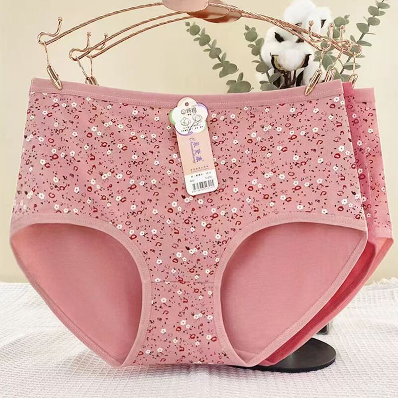 Factory direct new middle-aged and elderly women's mother underwear ladies plus size waist hip printed briefs