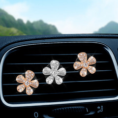 Car Air Vent Scented Tsubaki Flower Diamond Inlaid Car Decorative Item Creative Cute Car Interior Scented Clip Ornament