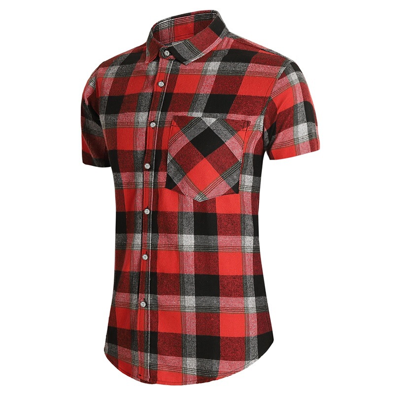 2023 foreign trade Amazon men's summer men's shirt short sleeve plaid youth slim fit Korean shirt top Hollow 2023 foreign trade Amazon men's summer men's shirt short sleeve plaid youth slim fit Korean shirt top Hollow