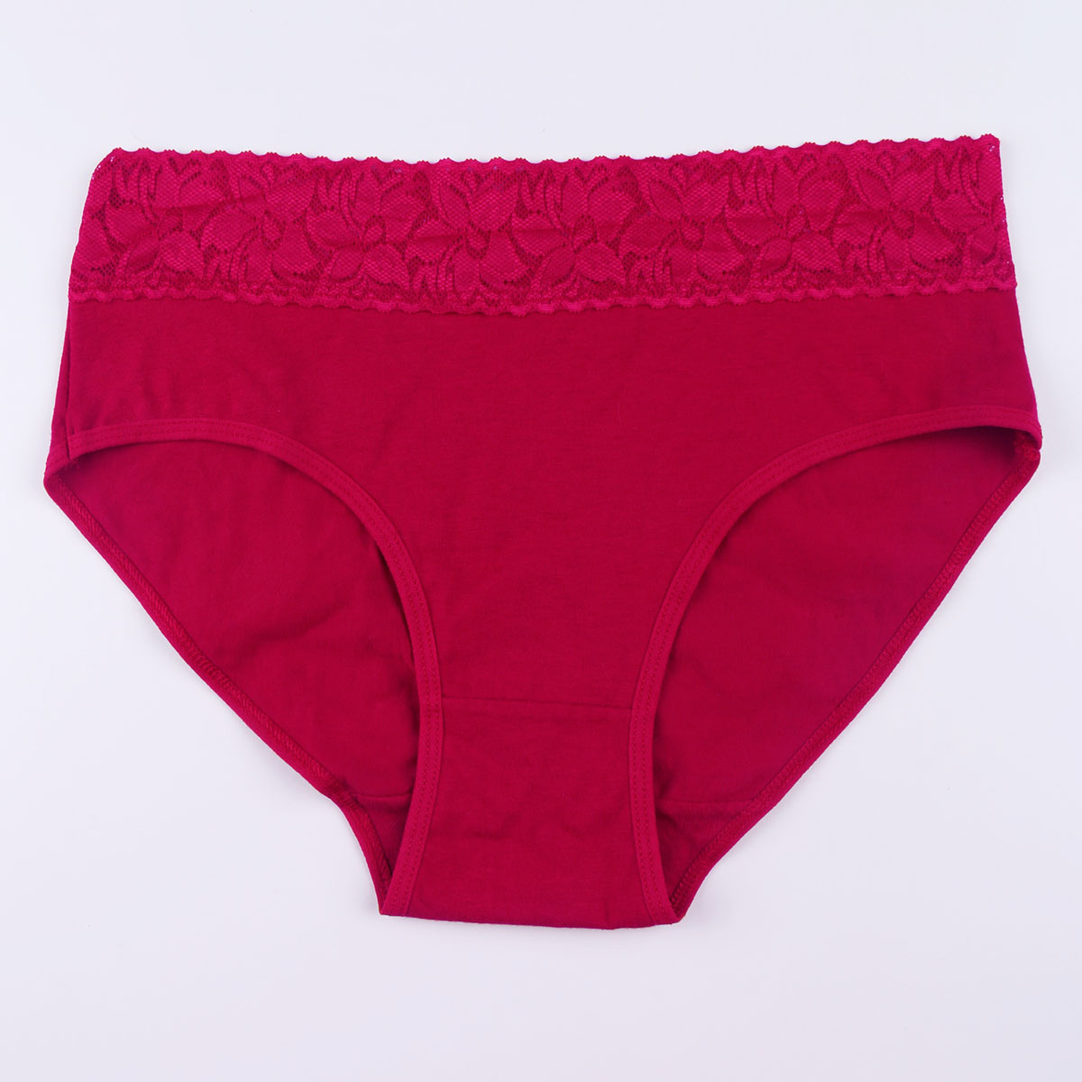 Solid Color Flower Comfort Mid Waist Briefs Panties display picture 3