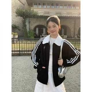 美式复古娃娃领拉链卫衣女早春2026宽松设计感小众休闲开衫外套潮