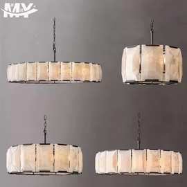 全铜天然云石吊灯后现代简约卧室餐厅样板间设计师轻奢灯大理石灯