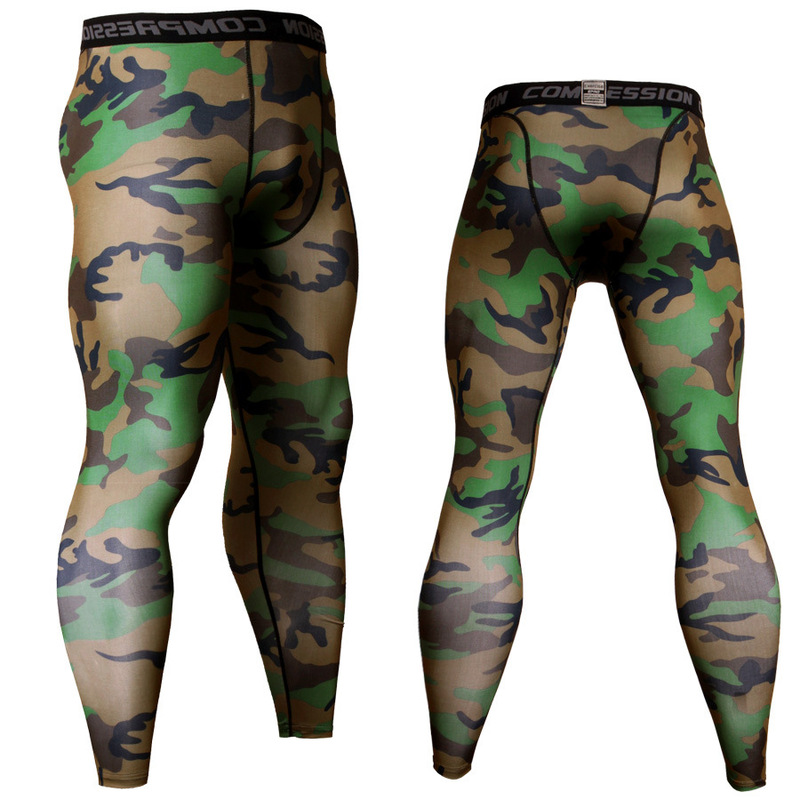 Cross-Border Camouflage Print European and American Men's Trousers Men's Casual Pants Sports Pants High Elastic Tight Trousers