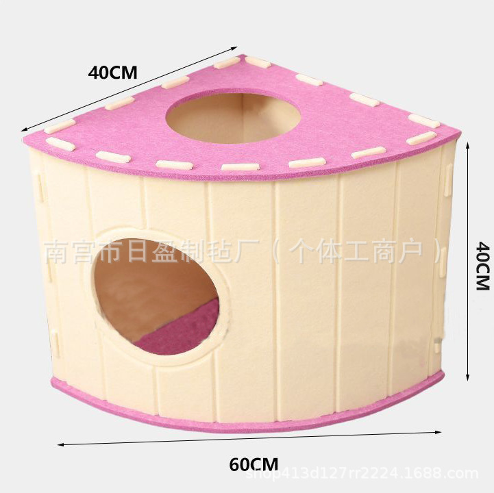 新品毛毡扇形拐角猫窝猫别墅四季通用封闭式大号多猫保暖防抓宠物|undefined