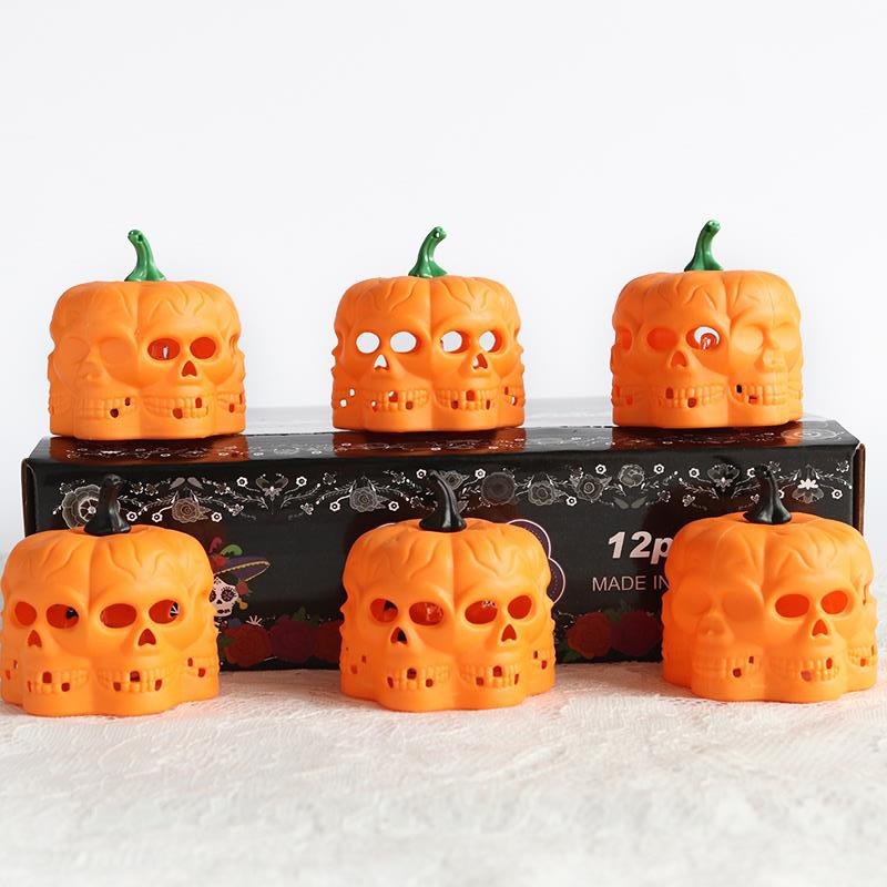 Halloween hueco cráneo lámpara de vela bar KTV atmósfera props LED flash luz de noche lámpara de calabaza