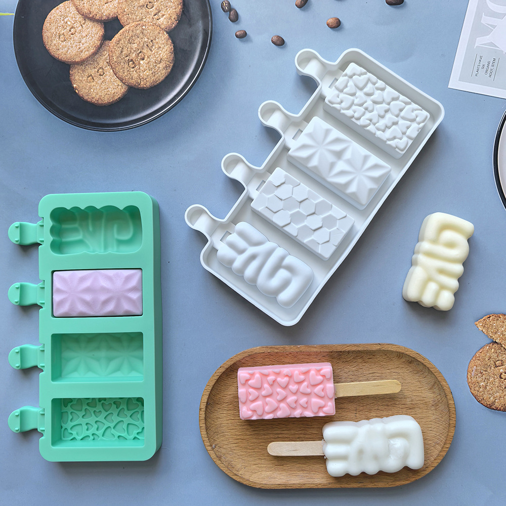 4 líneas de amor 269 helado de cristal helado silicona molde de postre hielo barras de hielo para hacer suministros de fiesta de verano