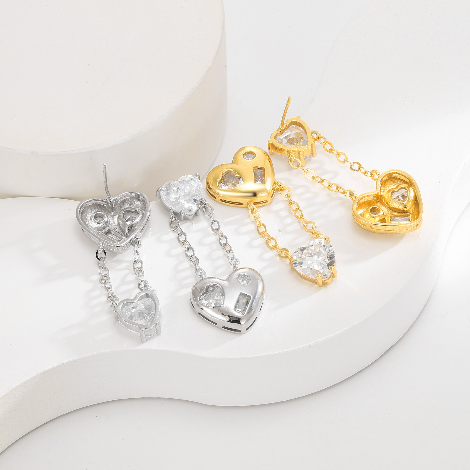 Heart Shape Pattern All Seasons Season 1 Pair Casual Heart Shape Plating Copper Drop Earrings