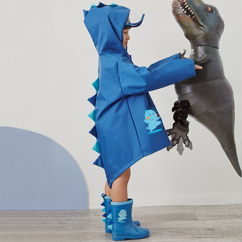 Children's Raincoat Cartoon Dinosaur Girl Boy Kindergarten Baby Waterproof Poncho Long Raincoat 1-6 Years Old