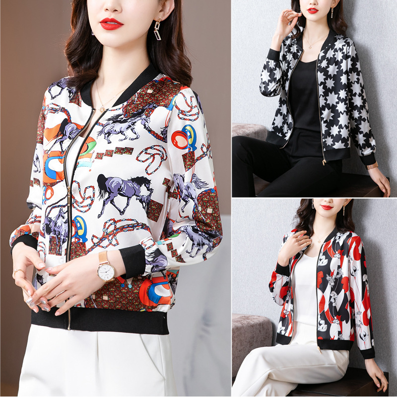 Summer New Fashion Korean Style Chiffon Printed Sunscreen Clothes Women's Large Size Zipper Jacket Long Sleeve Air-conditioning Shirt Summer New Fashion Korean Style Chiffon Printed Sunscreen Clothes Women's Large Size Zipper Jacket Long Sleeve Air-conditioning Shirt