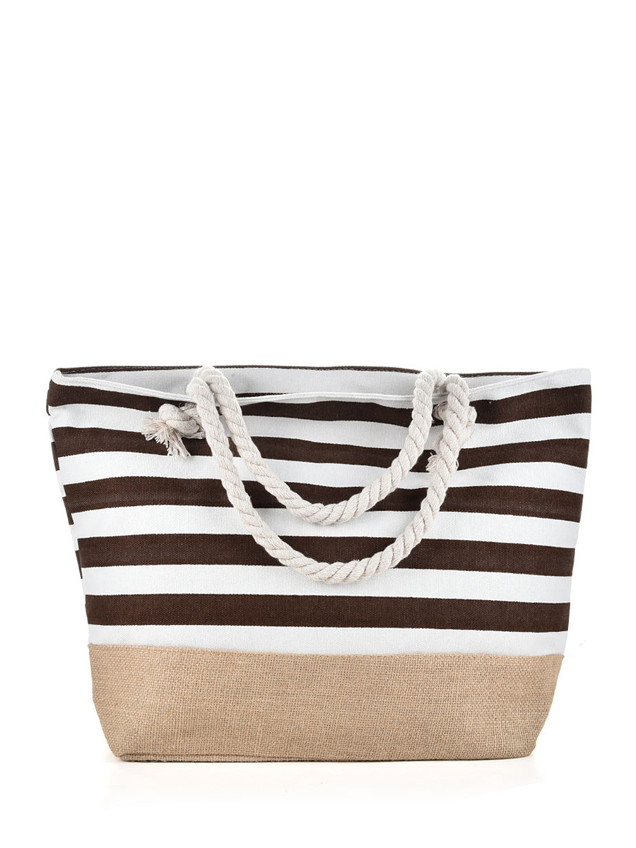 Nueva Bolsa de playa a rayas empalmadas, bolso de hombro único para mujeres, bolso de hombro único, cuerda de cáñamo grueso para el ocio, bolso de lona para mujeres de un solo hombro de gran capacidad