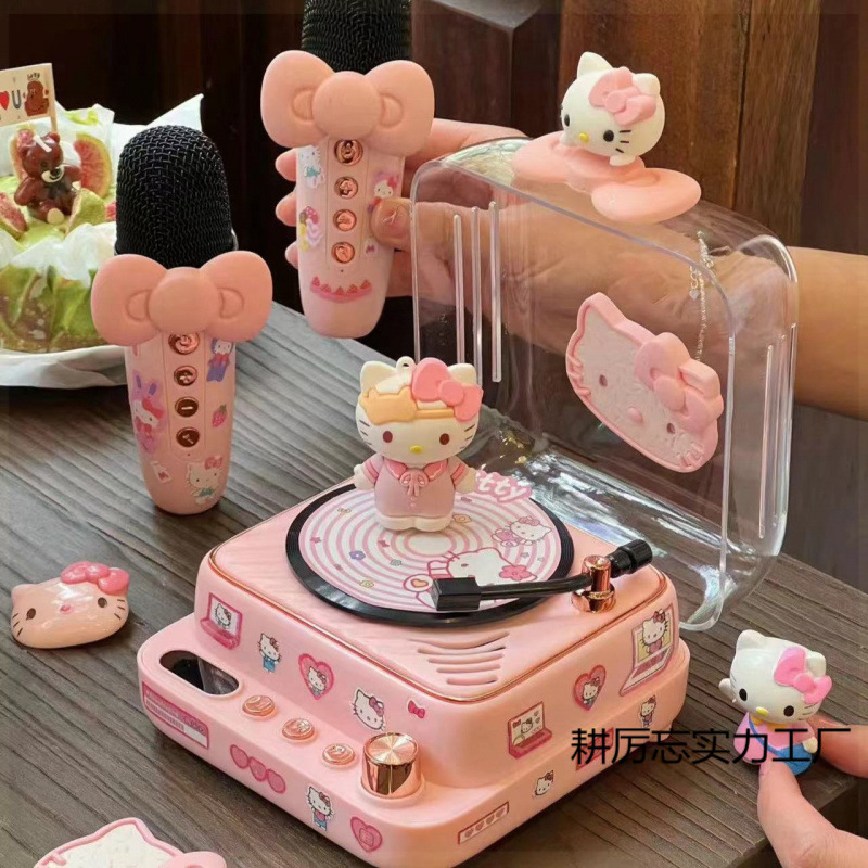 KT 猫レコードプレーヤーオーディオ Bluetooth スピーカー一体型マイクカラオケ誕生日ギフト女の子猫ホットセールウェブサイト|undefined