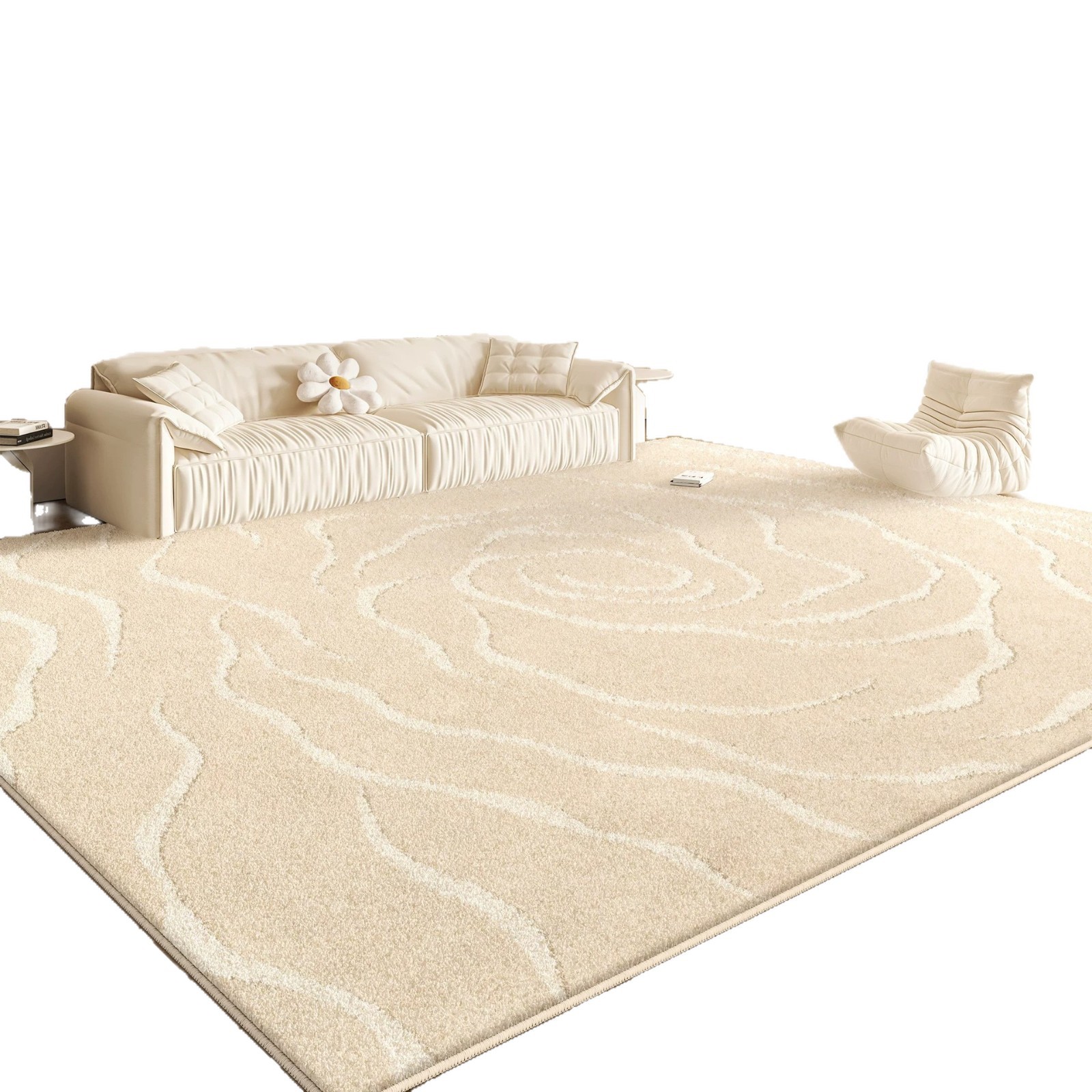 Nuevo alto grado de sensación de alfombra espesa de viento crema imitación de cashmere impermeable sin lavado se puede limpiar la almohadilla de mesa de té de la sala de estar del dormitorio