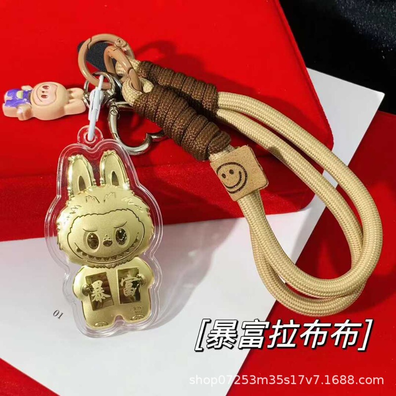 足金999labubu拉布布 手机挂绳钥匙扣 卡通爆款金店引流 礼品批发|undefined