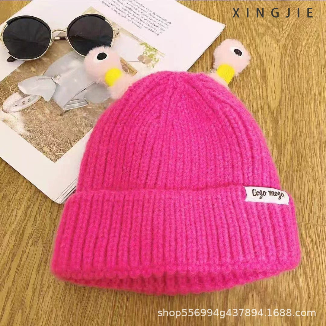  cartoon knitted woolen children's demi-season monster, funny keep warm knitted hat, family style
