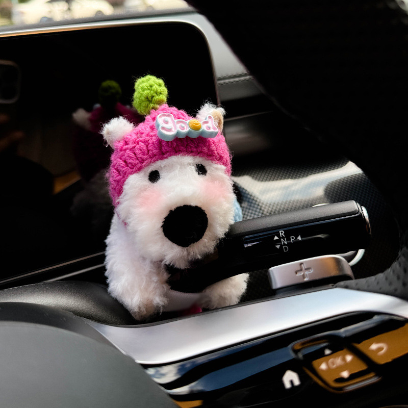 West Highland Car Car Bloque Decoración Luz de giro Muñeca de cachorro Limpiaparabrisas Muñeca Adornos de espejo retrovisor Mujer