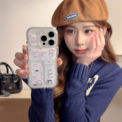 レトロ落書き英語コーヒーマシンイラストはiPhone16リンゴ15promax携帯ケース14新型13