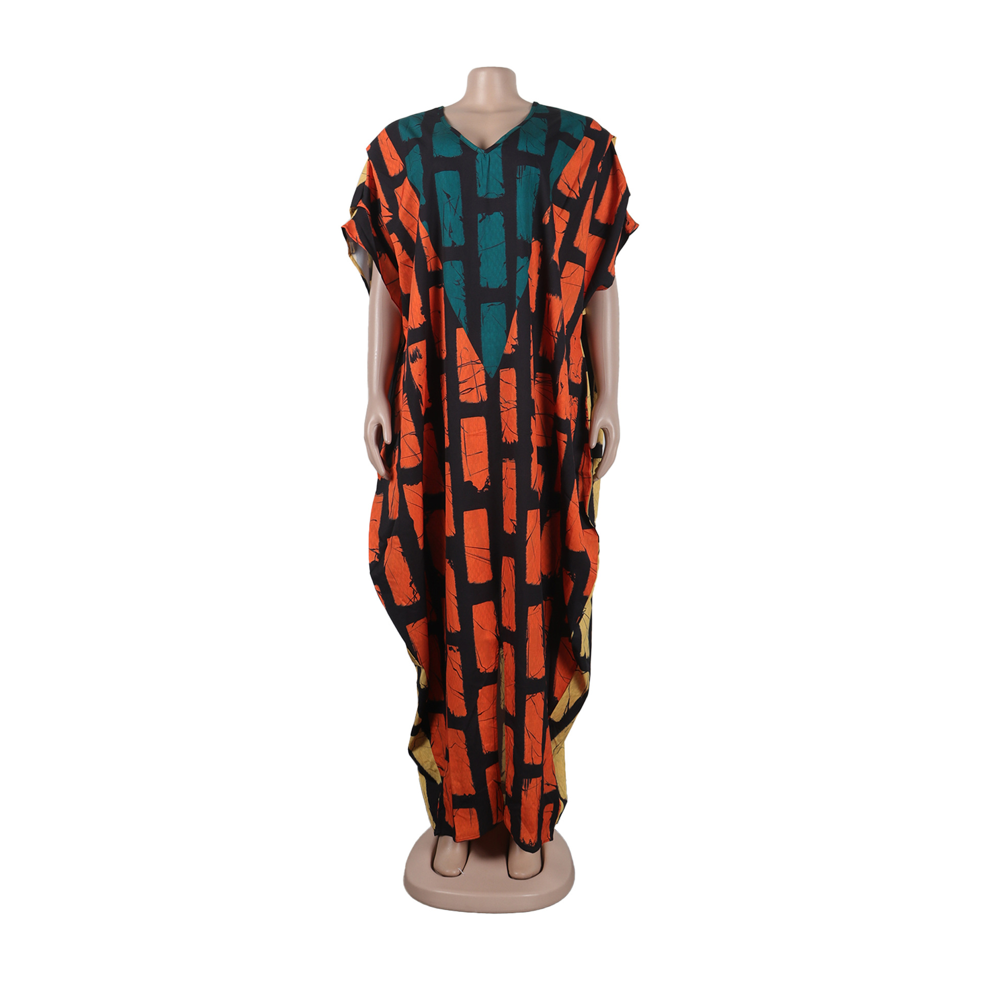 Sexy Slim Positioning Stitching Printing Color Contrast Loose Split Dress
