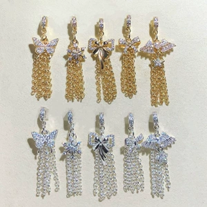 14K Gold-Plated Color-Preserving Crystal DIY Accessories Snowflake Bow Tassel Pendant Tassel Spacer Beads Bracelet Accessories