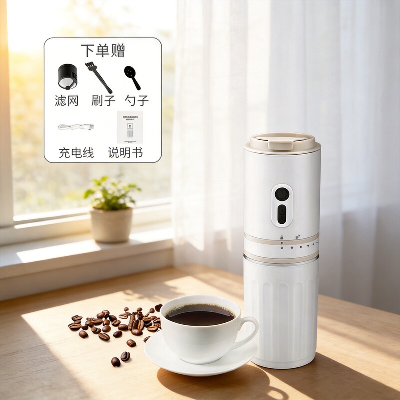 Portable Coffee Machine, Household Small Grinding and Brewing All-In-One Electric Coffee Grinder, Outdoor Travel Coffee Cup Portable Coffee Machine, Household Small Grinding and Brewing All-In-One Electric Coffee Grinder, Outdoor Travel Coffee Cup