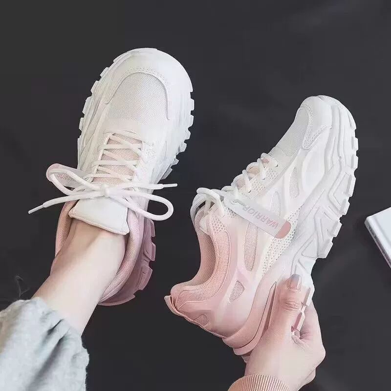 Туфли Torre на толстой подошве, женские дышащие туфли из толстой сетки на осень 2023, новые универсальные повседневные туфли с градиентом белого цвета, женские кроссовки