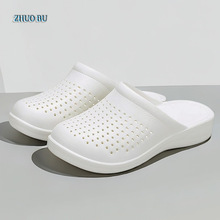 2025软底护士鞋EVA厚底洞洞鞋女夏外穿凉拖鞋时尚平底包头小白鞋