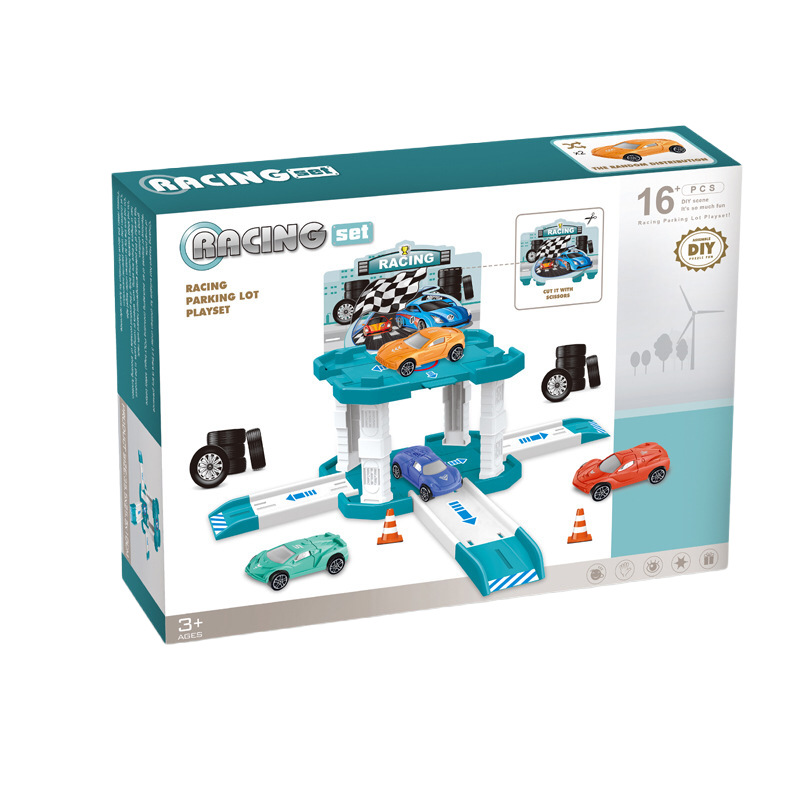 Niños transfronterizos ensamblados tridimensionales de estacionamiento de juguete modelo de coche de tren traje niño juguete ventas directas de la fábrica