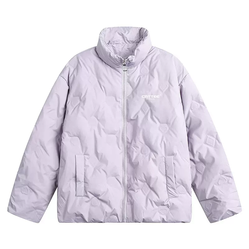 YPRS男装紫色菱格羽绒服冬季加绒保暖宽松休闲极简风外套男女同款