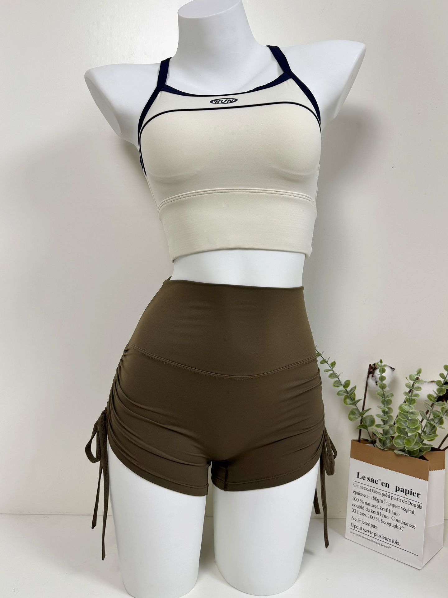 Yoga Shorts With Butt-lifting Pleats And Drawstring, Suitable For Fitness, Outdoor Sports, Cycling, Short-sleeved,_desvips.com