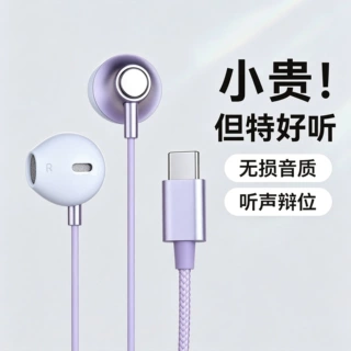 耳机有线2026新款高音质typec接口圆孔电脑手机游戏插头半入耳式