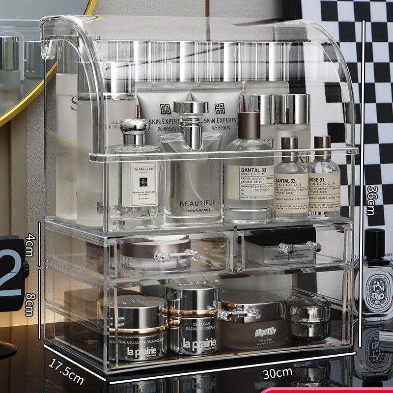 化粧品収納ボックス透明ボックスデスクトップ引き出しアクリル家庭用日用品高級プラスチック蓋付き