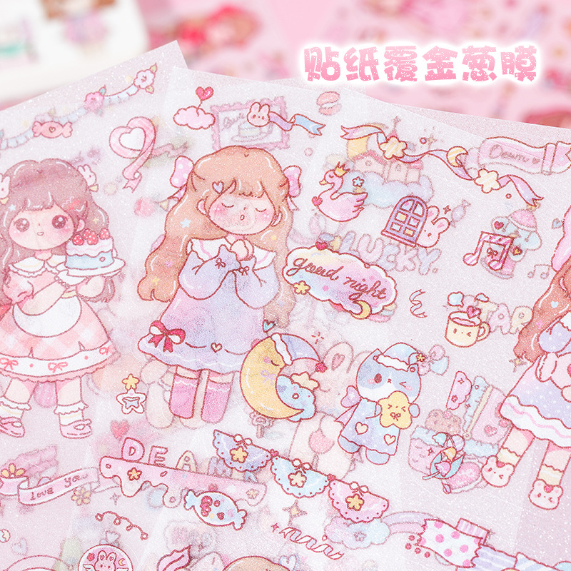 Dibujos animados miel Salsa chica pegatinas linda chica corazón impermeable PVC carácter decorativo pegatinas DIY diario material pegatinas