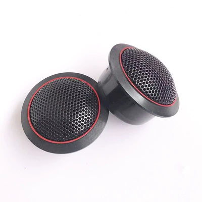 Car horn/tweeter Modification Upgrade A-Pillar Door - red-edge-metal-black-mesh