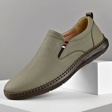 男士皮鞋男鞋真皮2025新款休闲透气软底软皮懒人脚蹬驾车豆豆白色