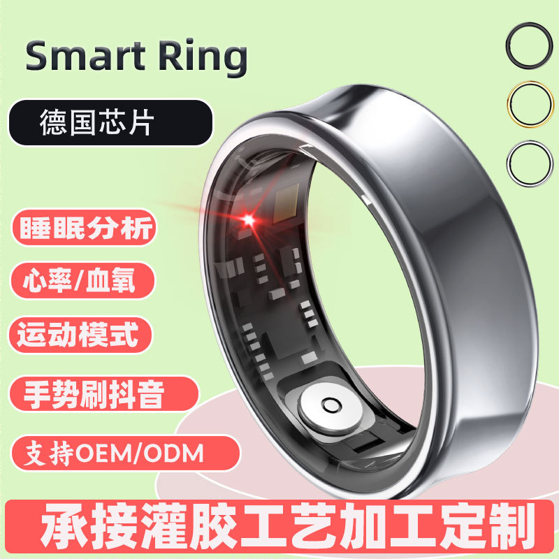 Japón y Corea del Sur venta caliente SR05 anillo inteligente ritmo cardíaco se puede cepillar video hombres y mujeres tecnología negra anillo deportivo de aleación de titanio impermeable