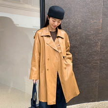 MOXI 十三行女装2025秋季新款韩系pu皮衣女夹克百搭长款风衣外套