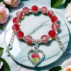 AB15 Red Tulip Point Diamond Heart Bracelet