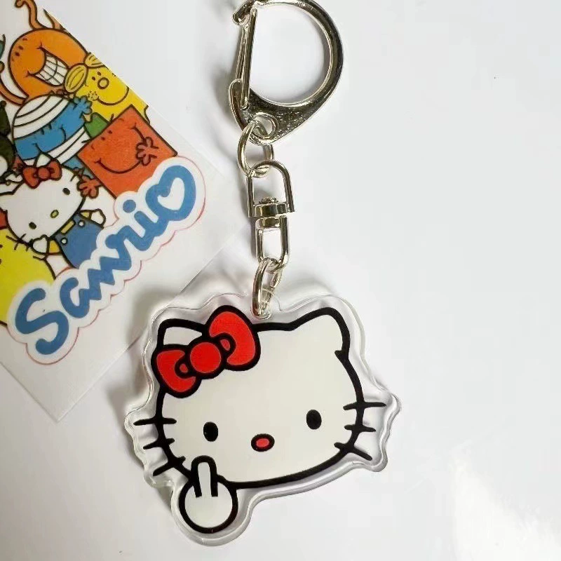 Акриловый брелок-подвеска Hello Kitty, 5 см, украшение для рюкзака с металлическим кольцом
