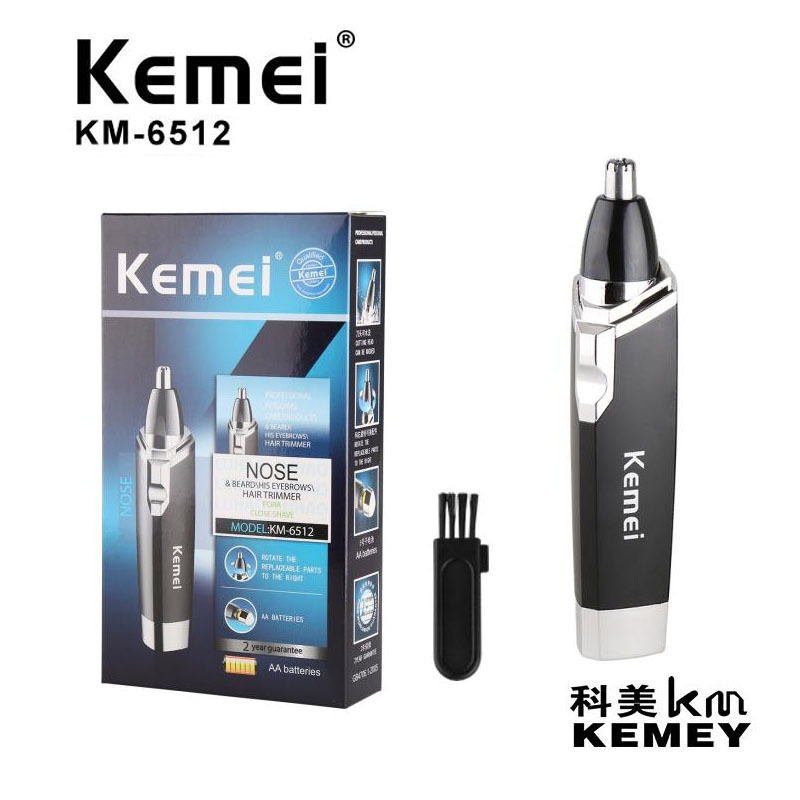 Recortador de vello nasal eléctrico Kemei KEMEI KM-6512, recortador de vello nasal a pilas, limpiador de nariz, venta al por mayor