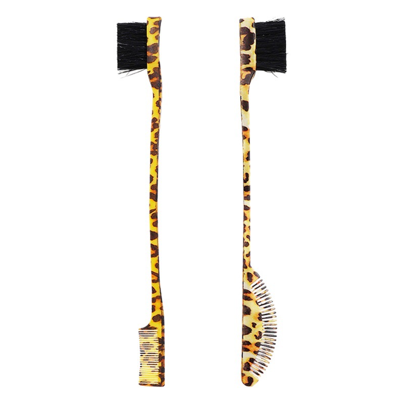 Haorui Amazon hot new leopard print two heads available integrated practical eyebrow brush hair comb beauty salon tools